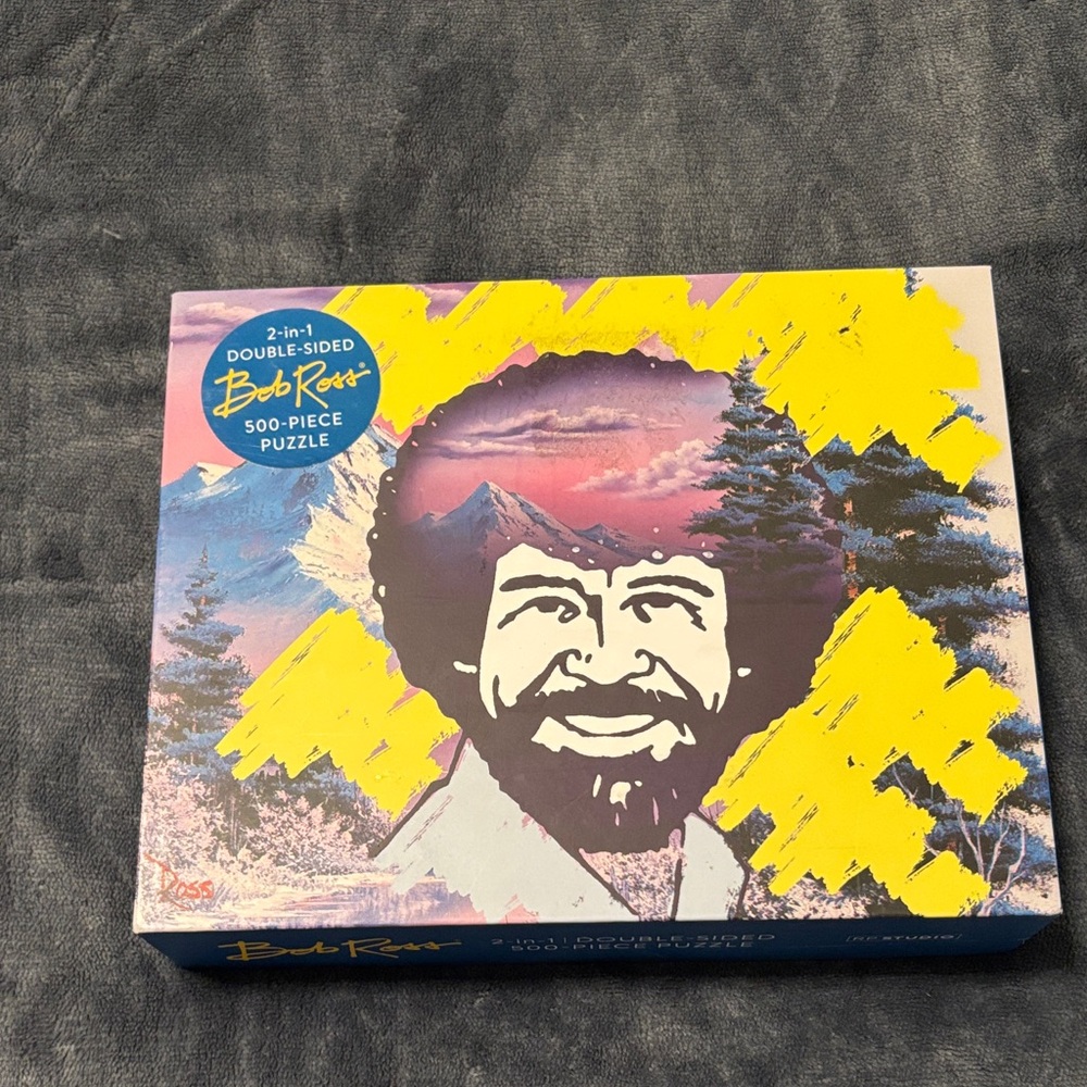 Bob Ross Double-Sided Puzzle - 500 Pieces - Yellow and Blue